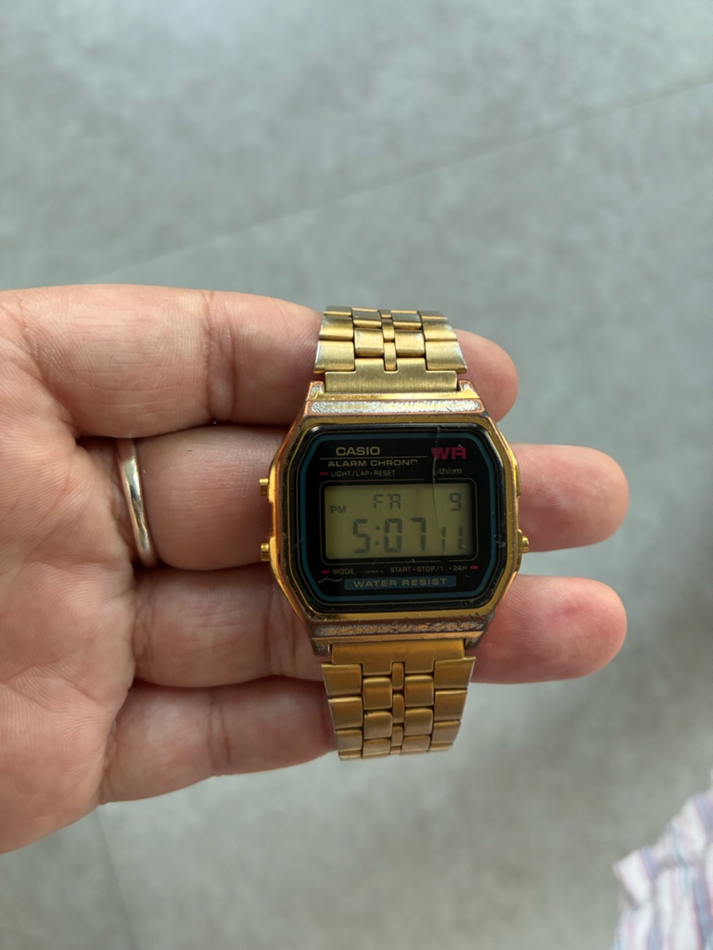 Casio Gold-Tone Digital Watch with Black Face Trim